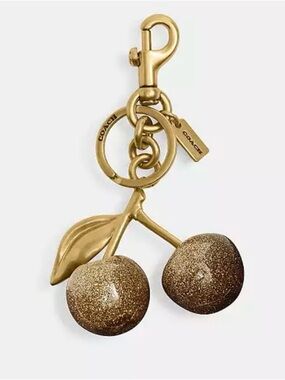 COACH Cherry GOLD Key chain Bag Charm Fob